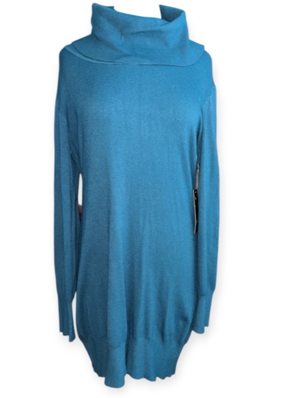 Cyrus Teal Cowl Neck Longline Sweater, P2P:21”, L:34.5”, NWT